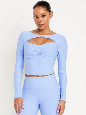 Old Navy Pilates Yoga Barre Periwinkle Cutout Crop Top Medium